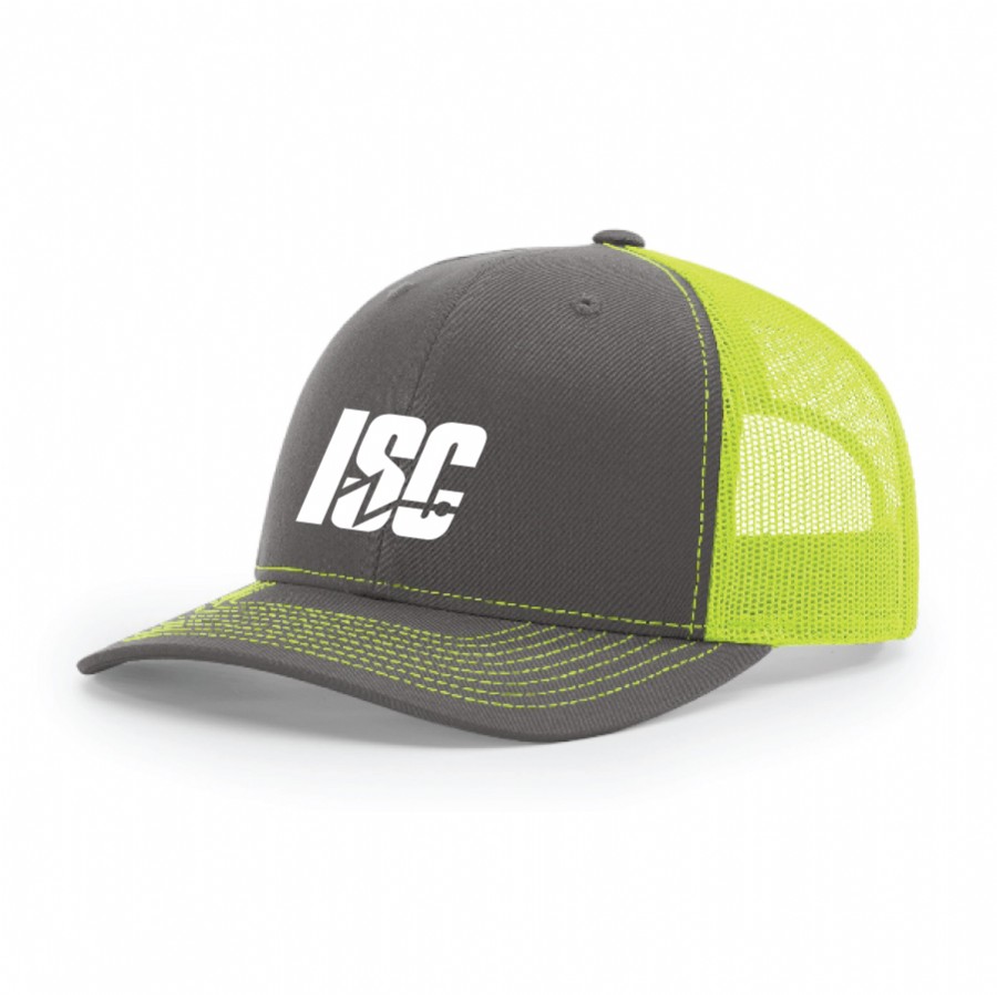 Headwear | Richardson Mesh Back Cap - Charcoal/Neon Yellow | ISC602